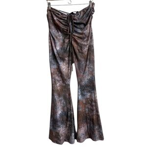 Dolls Kill Darker Wavs Fader V-Cut Washed Bell Bottoms  - Rust Size XXL